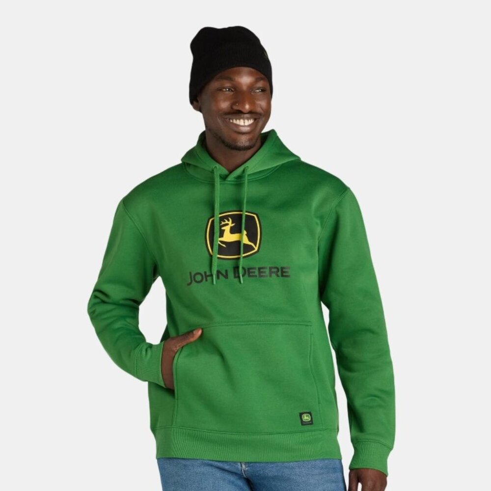 NEW John Deere Men's Medium Fleece Hoodie with Beanie 2 Piece Set